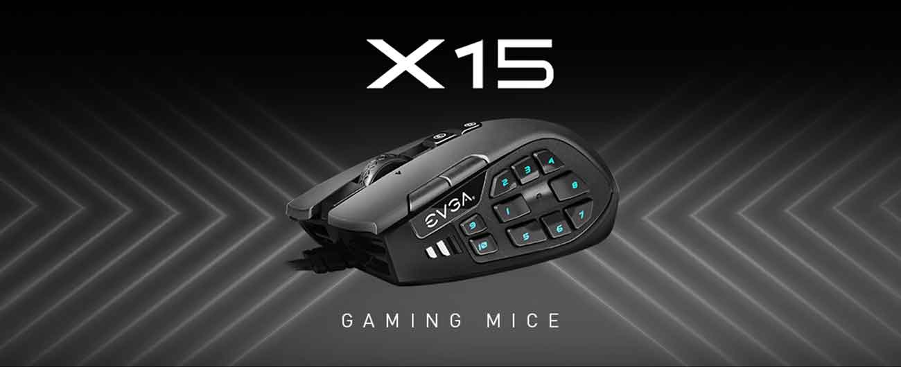EVGA X15 MMO Gaming Mouse, 8k, Wired, Black, Customizable, 16,000 